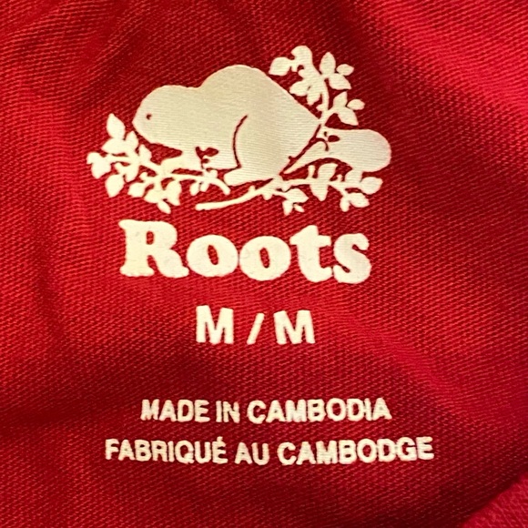 Roots Athletic Womens Red Tee Shirt w Black Flocked Roots Logo w Hockey / Size M - Picture 8 of 12